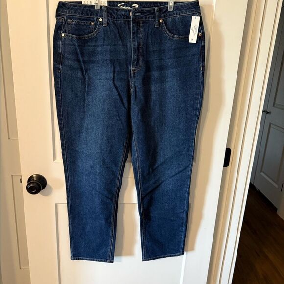 Seven7 Blue Relaxed Jeans with Gold Stitching - Picture 1 of 4